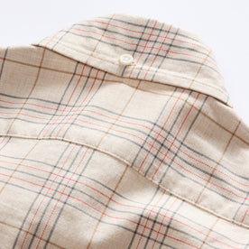 material shot of the back collar on The Jack in Sand Plaid, Wovens by Taylor Stitch