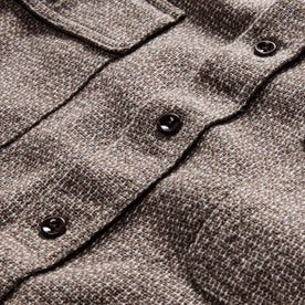 material shot of the buttons on The Ledge Shirt in Granite Linen Tweed, Wovens by Taylor Stitch