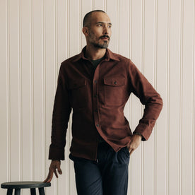 The Maritime Shirt Jacket in Black Cherry Moleskin - featured image