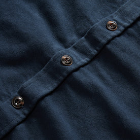 material shot of the buttons on The Maritime Shirt Jacket in Dark Navy Moleskin, Wovens by Taylor Stitch