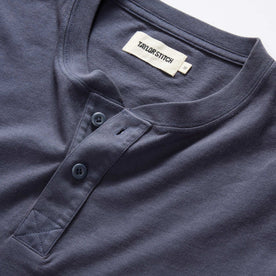 material shot of the buttons on The Organic Cotton Henley in Navy, Knits by Taylor Stitch