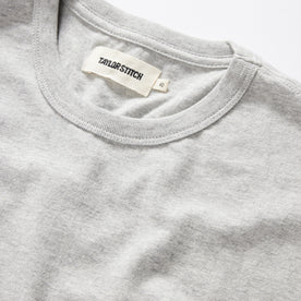 material shot of the collar on The Organic Cotton Tee in Heather Grey, Knits by Taylor Stitch