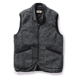 flatlay of The Port Vest in Coal Marl Boucle Fleece, Outerwear by Taylor Stitch