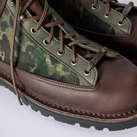 material shot of the laces and aglets on The Ridge Boot in Painted Camo, Footwear by Taylor Stitch