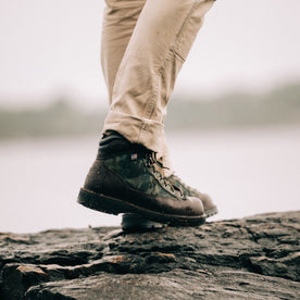 fit model showing off the side of The Ridge Boot in Painted Camo, Footwear by Taylor Stitch