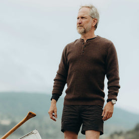 The Sidecountry Sweater in Heather Coffee Merino Waffle - featured image