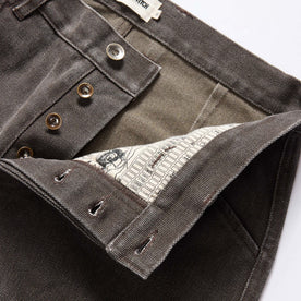 material shot of the buttons on The Camp Pant in Soil Chipped Canvas, Bottoms by Taylor Stitch