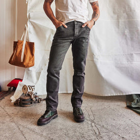 fit model posing in The Camp Pant in Soil Chipped Canvas, Bottoms by Taylor Stitch