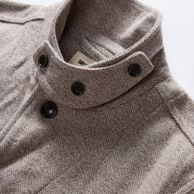 material shot of the throat latch on The Gibson Jacket in Heathered Oat Nep Herringbone, Outerwear by Taylor Stitch