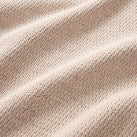 material shot of the waffle knit on The Heavy Bag Waffle Short Sleeve in Oat Heather, Knits by Taylor Stitch