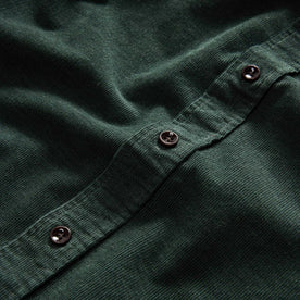 material shot of the buttons on The Jack in Pine Heathered Pincord, Wovens by Taylor Stitch