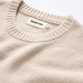 material shot of the ribbed neck opening on The Lodge Sweater in Oat, Knits by Taylor Stitch