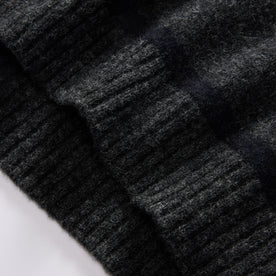 material shot of the ribbed hem on The Lodge Sweater in Charcoal Stripe, Knits by Taylor Stitch