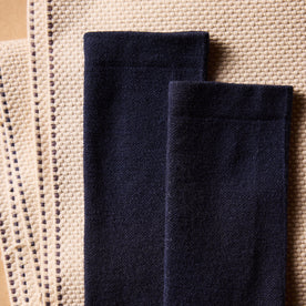 material shot of the tops of The Merino Sock in Navy, Accessories by Taylor Stitch