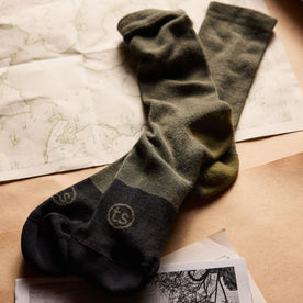 material shot of the fabric on The Merino Sock in Olive, Accessories by Taylor Stitch