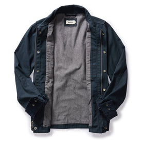 flatlay of the inside of The Pathfinder Jacket in Dark Navy Dry Wax, Outerwear by Taylor Stitch