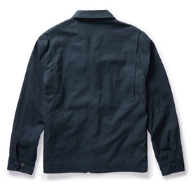 flatlay of the back of The Pathfinder Jacket in Dark Navy Dry Wax, Outerwear by Taylor Stitch