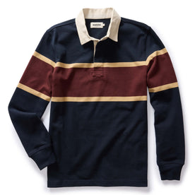 flatlay of The Rugby in Dark Navy Stripe, Knits by Taylor Stitch