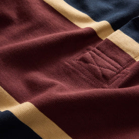 material shot of the stripe detail on The Rugby in Dark Navy Stripe, Knits by Taylor Stitch