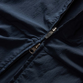 material shot of the zipper on The Deploy Packable Shell in Dark Navy, Outerwear by Taylor Stitch