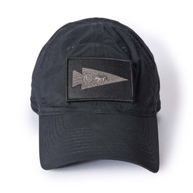 material shot of the patch on the front of The Performance TAC Hat in Black, Accessories by Taylor Stitch