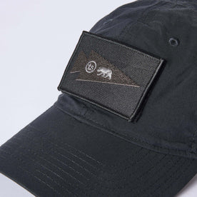 material shot of the velcro patch on The Performance TAC Hat in Black, Accessories by Taylor Stitch