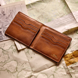 flatlay of the inner pockets on The Minimalist Billfold Wallet in Black, Accessories by Taylor Stitch