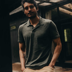 The Merino Polo in Heather Army - featured image