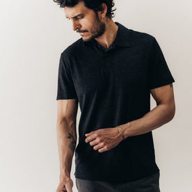 The Merino Polo in Heather Black - featured image