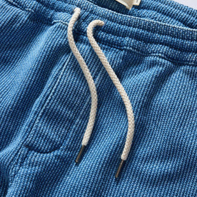 material shot of the waistband on The Apres Pant in Washed Indigo Sashiko, Bottoms by Taylor Stitch