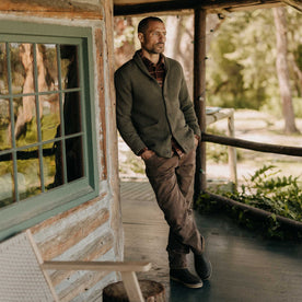 The Crawford Sweater in Fatigue Olive - featured image