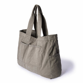 editorial image of the sides of The Foundation Tote in Organic Smoked Olive, Accessories by Taylor Stitch