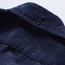 material shot of the back collar on The Jack in Heather Marine Pincord, Wovens by Taylor Stitch