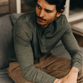 The Merino Henley in Heather Army - featured image