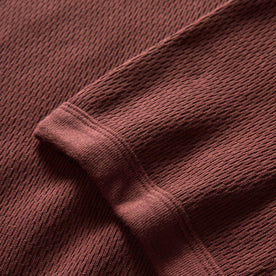 material shot of the sleeves on The Organic Cotton Short Sleeve Crew in Burgundy Waffle, Knits by Taylor Stitch