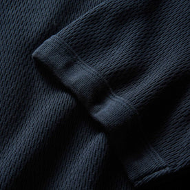 material shot of the sleeve on The Organic Cotton Short Sleeve Crew in Dark Navy Waffle, Knits by Taylor Stitch