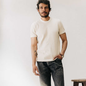 The Organic Cotton Short Sleeve Crew in Vintage White Waffle - featured image