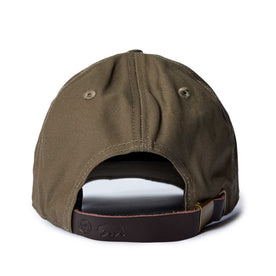 editorial image of the back of The Pathfinder Cap in Fatique Olive Dry Wax, Accessories by Taylor Stitch