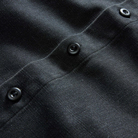 material shot of the buttons on The Shop Shirt in Coal Chipped Canvas, Wovens by Taylor Stitch