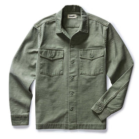 The Surplus Shirt in Field Olive Reverse Sateen - featured image