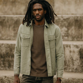 The Surplus Shirt in Field Olive Reverse Sateen - featured image