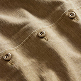 material shot of the buttons on The Surplus Shirt in Khaki Reverse Sateen, Wovens by Taylor Stitch