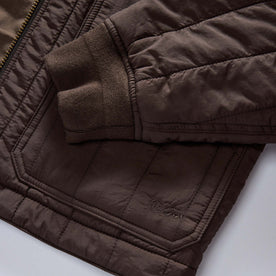 material shot of the cuff on The Able Jacket in Soil Quilted Nylon, Outerwear by Taylor Stitch