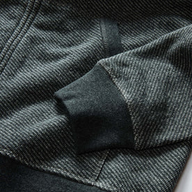 material shot of the sleeves on The Apres Zip Hoodie in Graphite French Terry Twill, Knits by Taylor Stitch