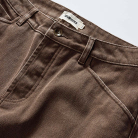 material shot of the waistband on The Camp Pant in Aged Penny Chipped Canvas, Bottoms by Taylor Stitch