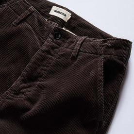 material shot of the waistband on The Carnegie Pant in Soil Corduroy, Bottoms by Taylor Stitch