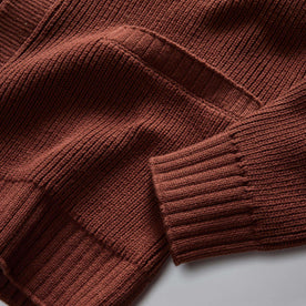 material shot of the pockets on The Harbor Sweater Jacket in Mahogany, Knits by Taylor Stitch