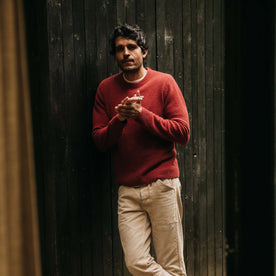 The Lodge Sweater in Bonfire Donegal - featured image