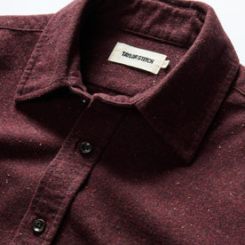 material shot of the collar on The Yosemite Shirt in Nutmeg Donegal, Wovens by Taylor Stitch