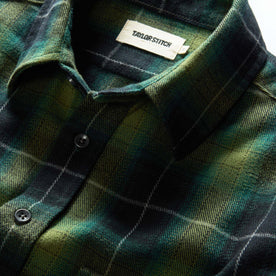 material shot of the collar on The Yosemite Shirt in Twilight Plaid, Wovens by Taylor Stitch